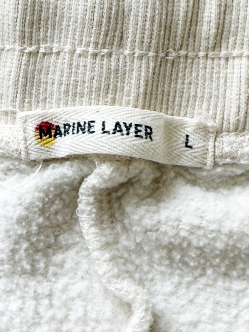 MARINE LAYER Cloud 9 Women’s L Cream Wide Leg Sweatpant Fleece Athleisure Cozy - Picture 12 of 16